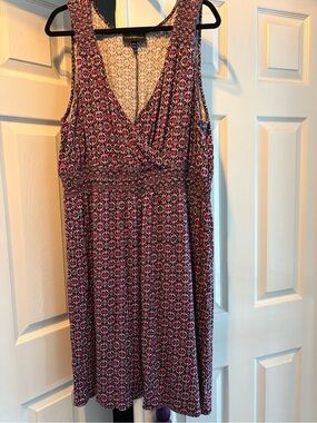 Lane Bryant Pink and Black Sleeveless Printed V-Neck Dress